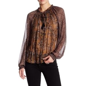 Free People Brown Floral Blouse